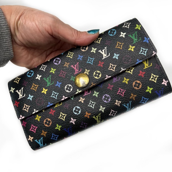 Louis Vuitton Handbags - Louis Vuitton Takashi Murakami Black Multicolor Sarah Long Wallet Authentic 2007